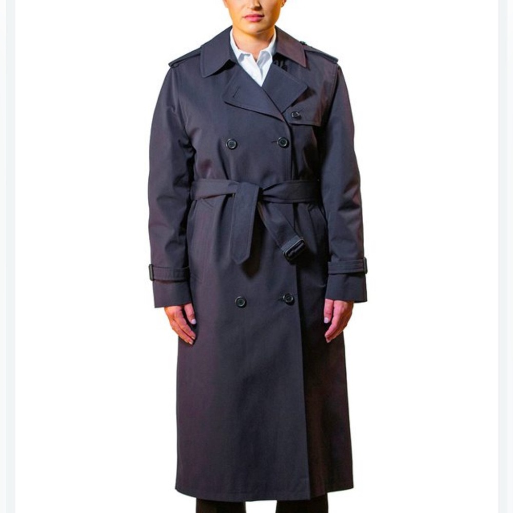 ANCHOR UNIFORM Navy Trench Coat 36R Double Breasted Women’s Military Minimalist